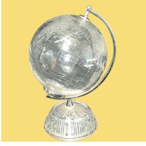 Waterford Crystal Revolving Globe with Silver Stand Owned By Grace Slick